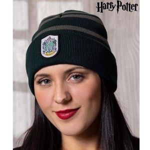 Harry Potter slytherin beanie grey and green striped winter hat
